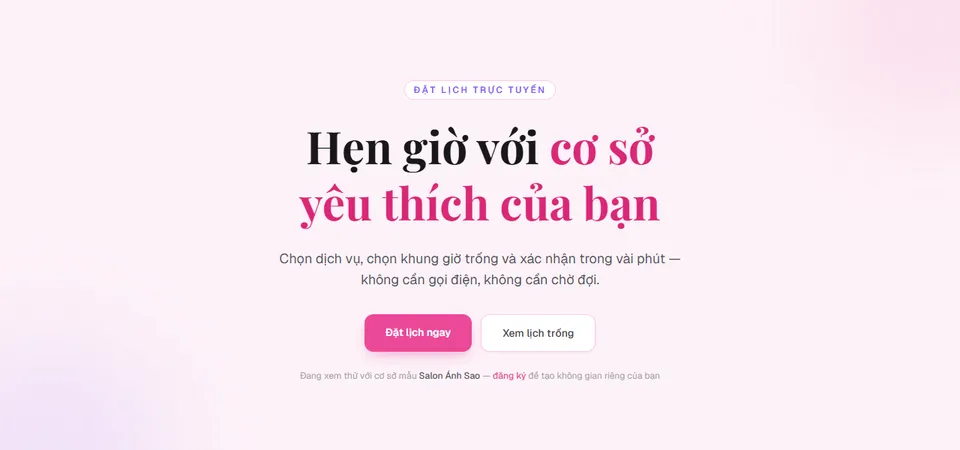 Giao diện Booking Platform